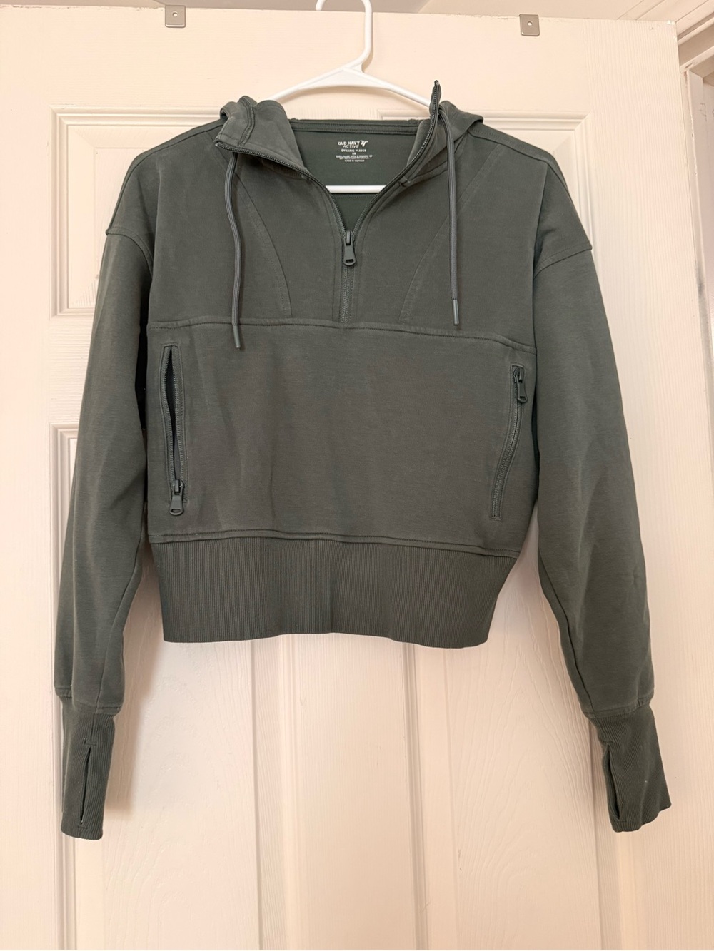 Old Navy Olive Green Quarter-Zip Hoodie